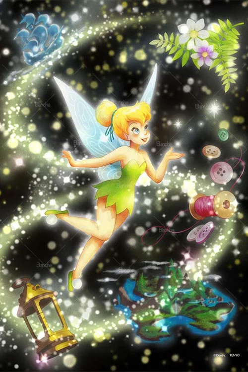 Disney Fairy Tinker Bell Shiny 1000PCS Puzzles Paper Jigsaw Puzzle Game Cartoon Film For Girls Like Friend Gift Ease Time Room