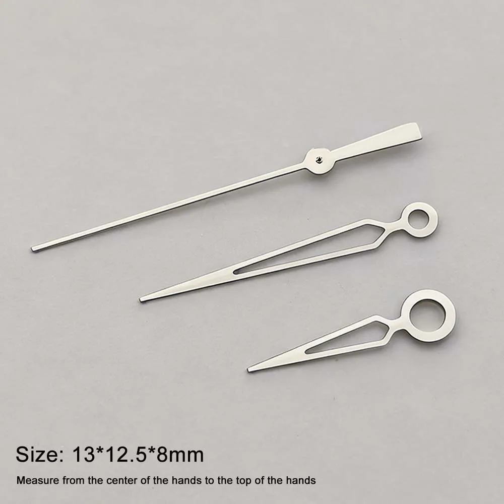 Hollow Watch Hands for for NH35 NH36 7S Movement Replacement Silver Hands 13*12.5*8mm No Luminous Watch Pointers Spare Parts