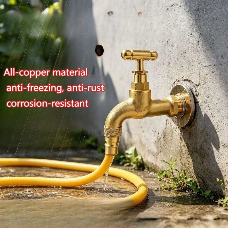 Bronze Home Outdoor 4-Quart Faucet - Slow Open/Close with Locking Key - Water Valve with Anti-Freeze Function