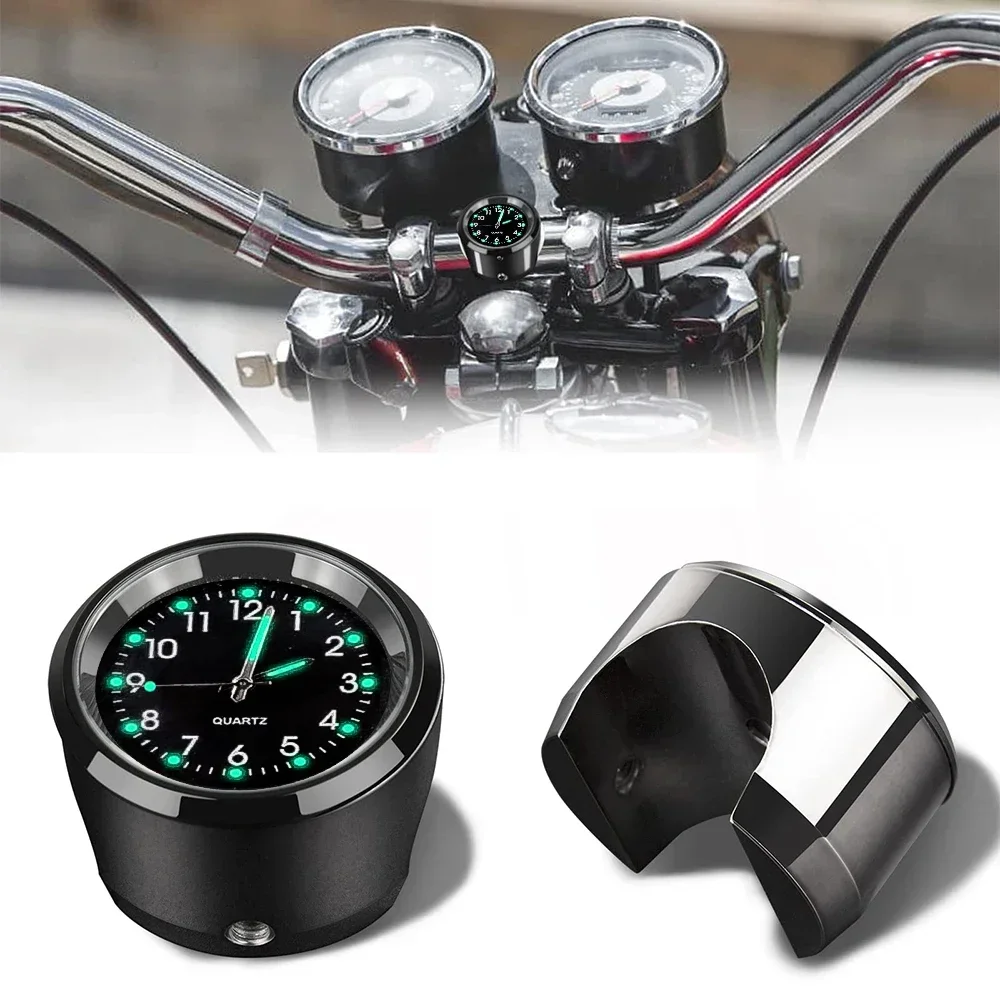 Motorcycle Handlebar Mount Clock Waterproof Handlebar Dial Clock Watch Thermometer Temp Gauge for Yamaha Kawasaki Accessories