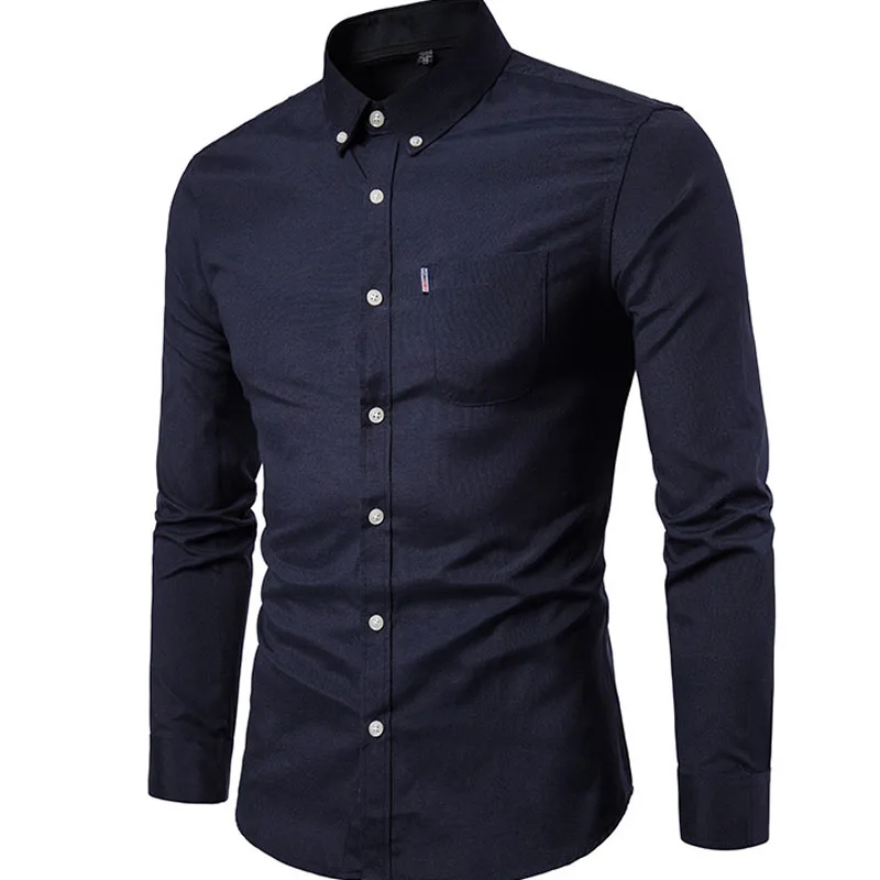 Camisa formal de manga comprida masculina, roupa de escritório, camisas sociais, nova, 75% algodão, MY929, primavera