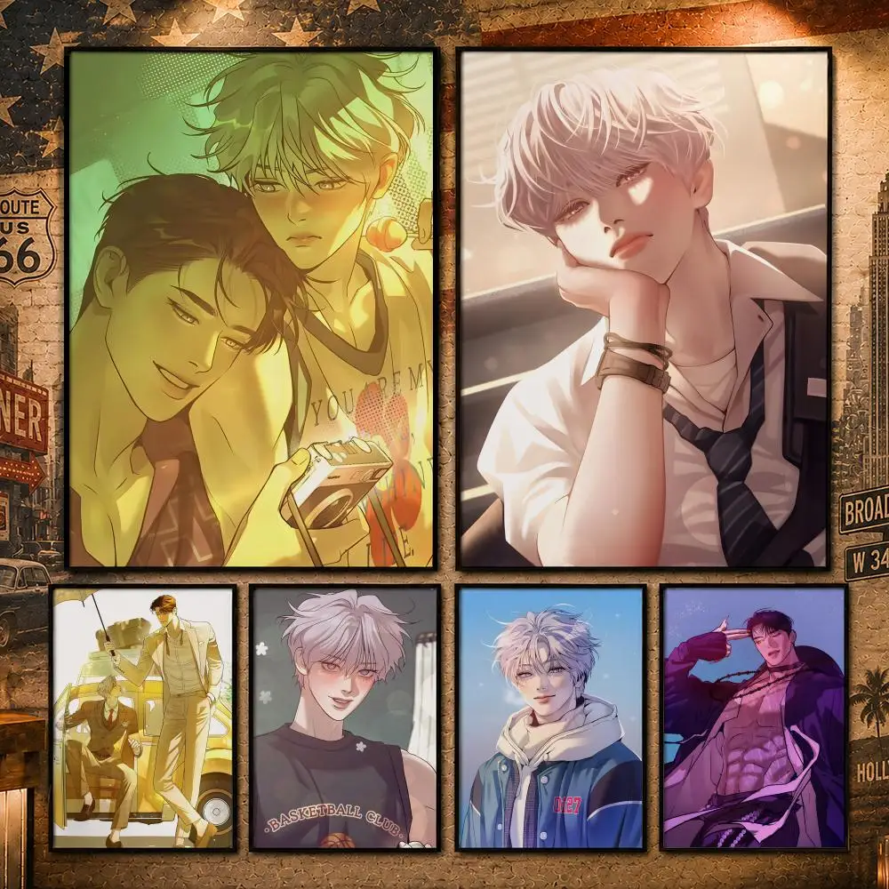 BL Manhwa P-Pearl BoyS Poster Vintage Retro Anime Poster Stickers Peel and Stick Wall Art Home Decor