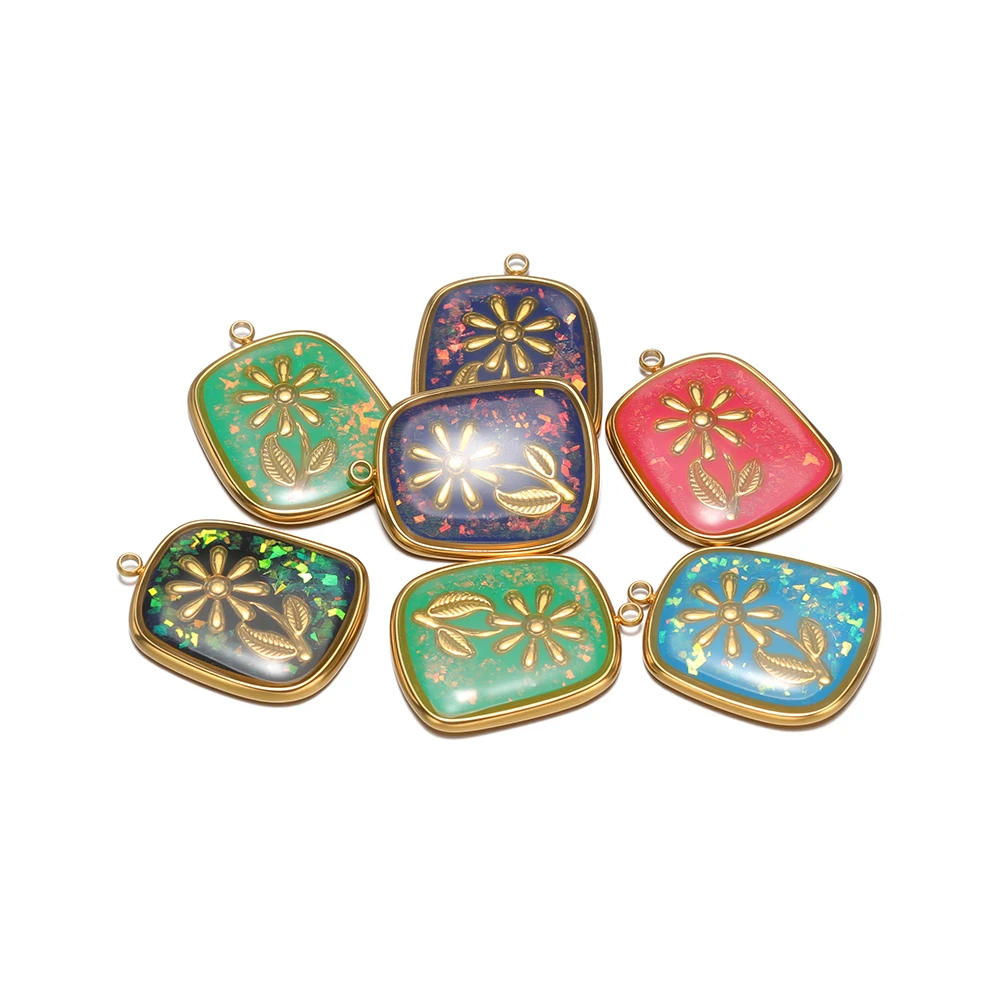 

4 шт. подвески-цветы из нержавеющей стали с цветной эмалью для изготовления изысканных украшений, ожерелий, серег, оптом