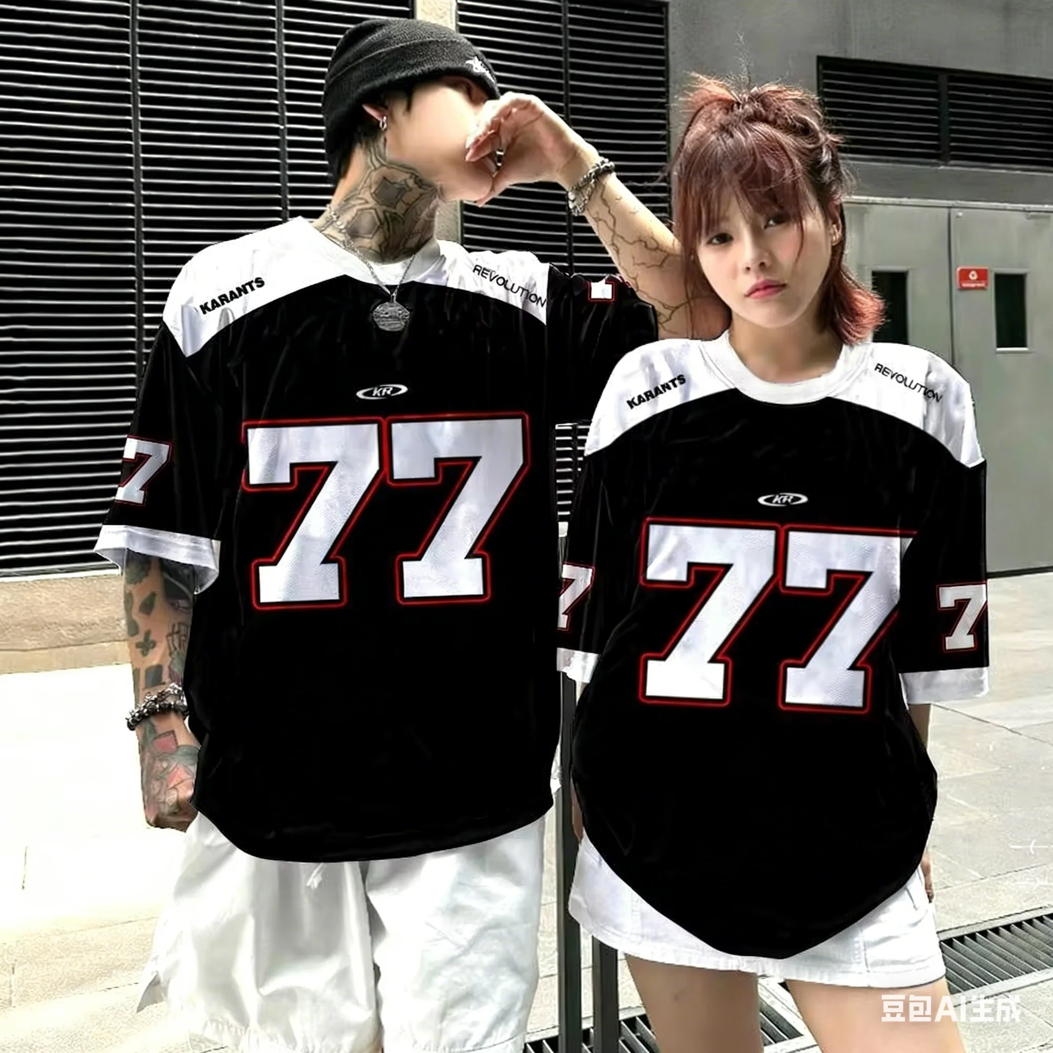 Fashion Couple Outfits T-Shirt 3d Patchwork Color Digital Printed Jersey Couple Style Neutral Short Sleeved Loose Oversized Tee