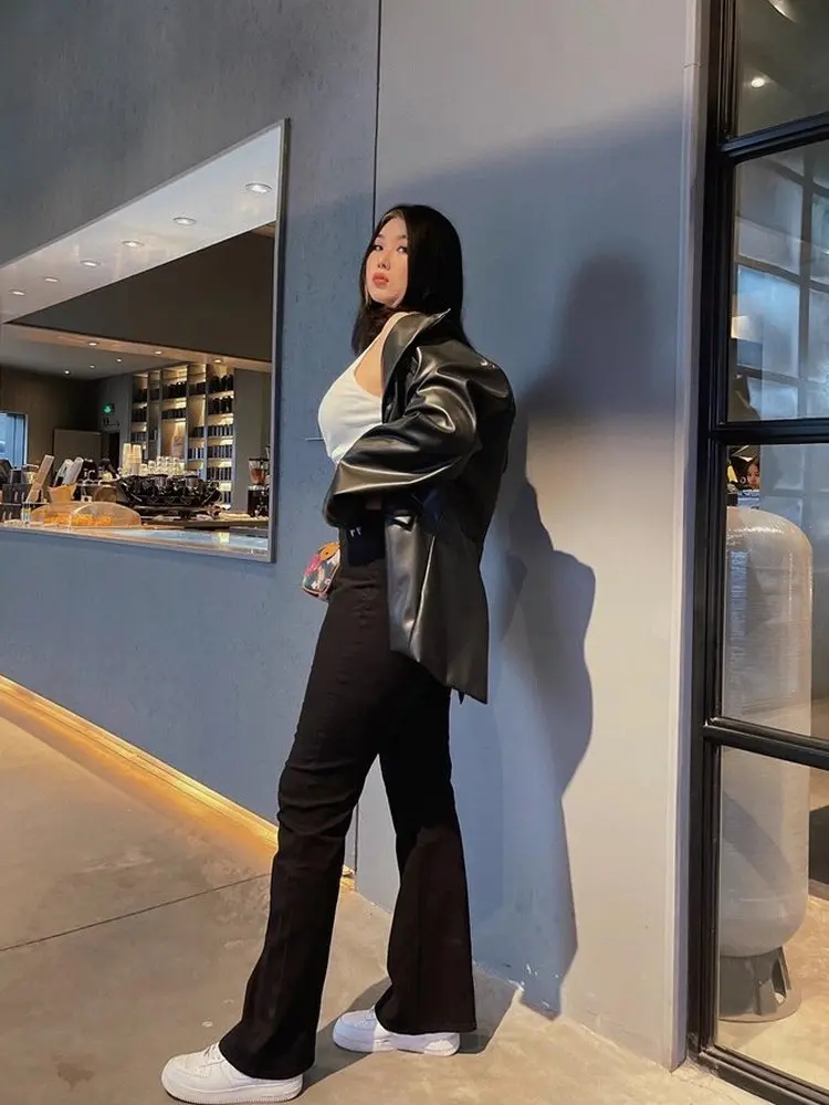 

Boolibyoo Джинсы-клеш с высокой талией, длинные брюки с фильтром для ног, ретро, большие размеры, эластичные джинсовые женские джинсы с подставкой, глубокий цвет