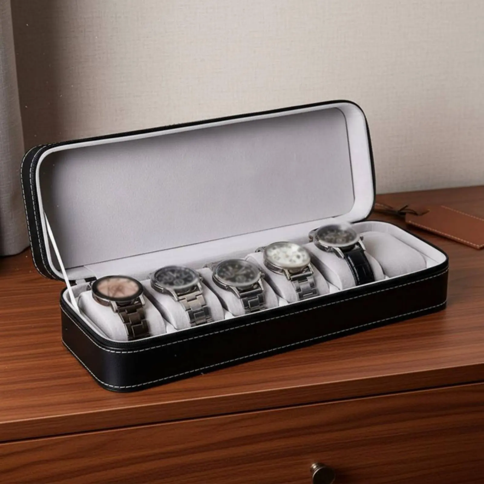

PU Leather Watch Storage Box Soft Interior Lining PU Leather Watch Organizer Wristwatch Storage Box Great Gift Dustproof for Men