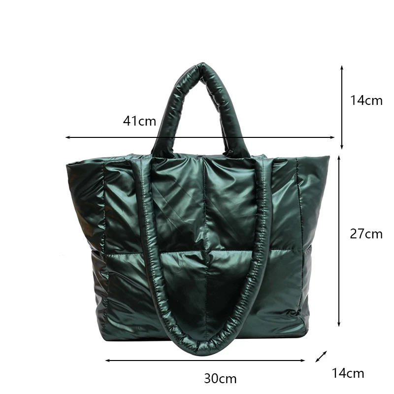 Designer Puffy Shoulder Bag Women Quilted Space Down Feather Padded Cotton Handbag Winter Large Capacity Warm Shopping Purse