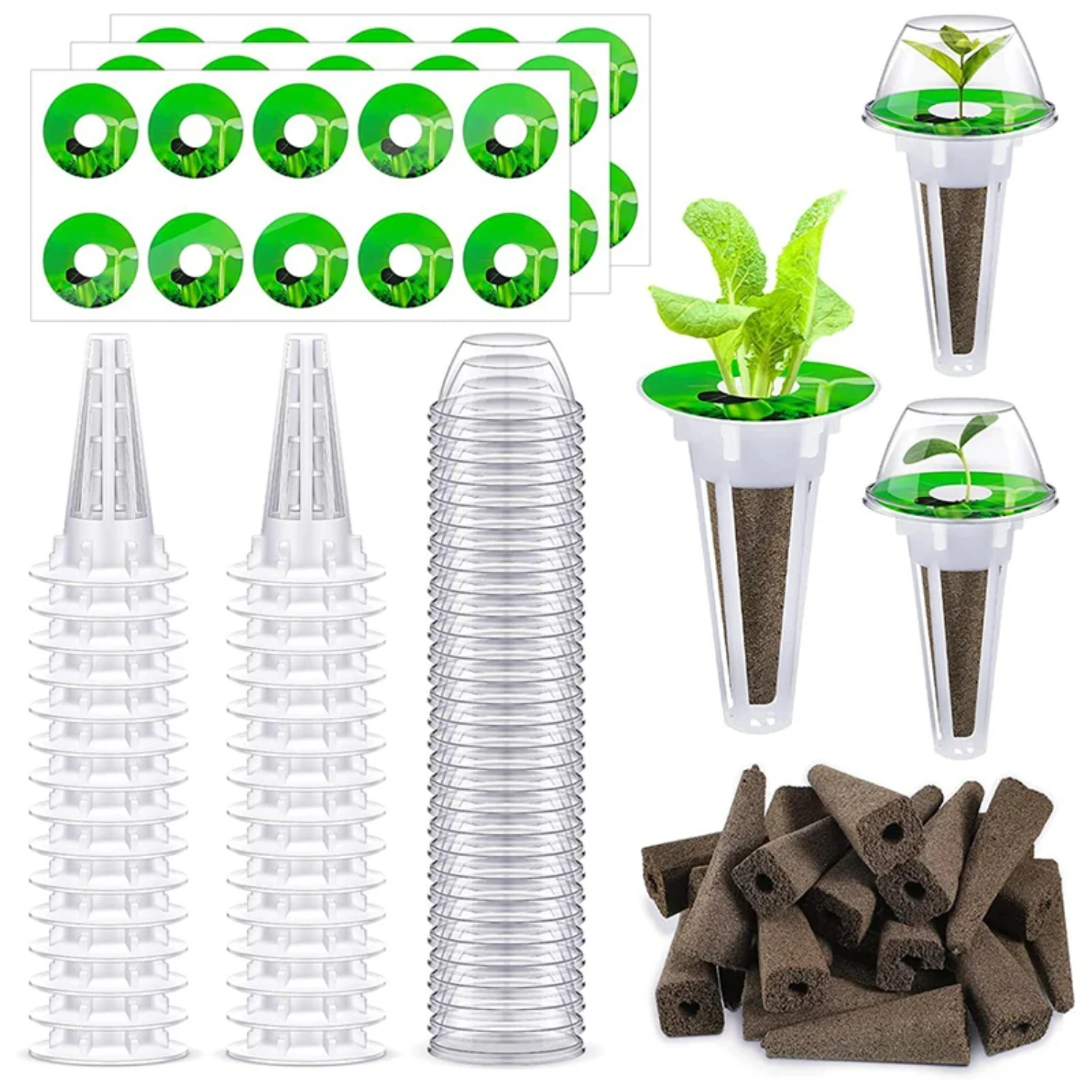 Hydroponic Agricultural Growing System Supplies - Premium 20/50PC Soilless Seed Starter Kit for Root Growth in Nursery Pots and