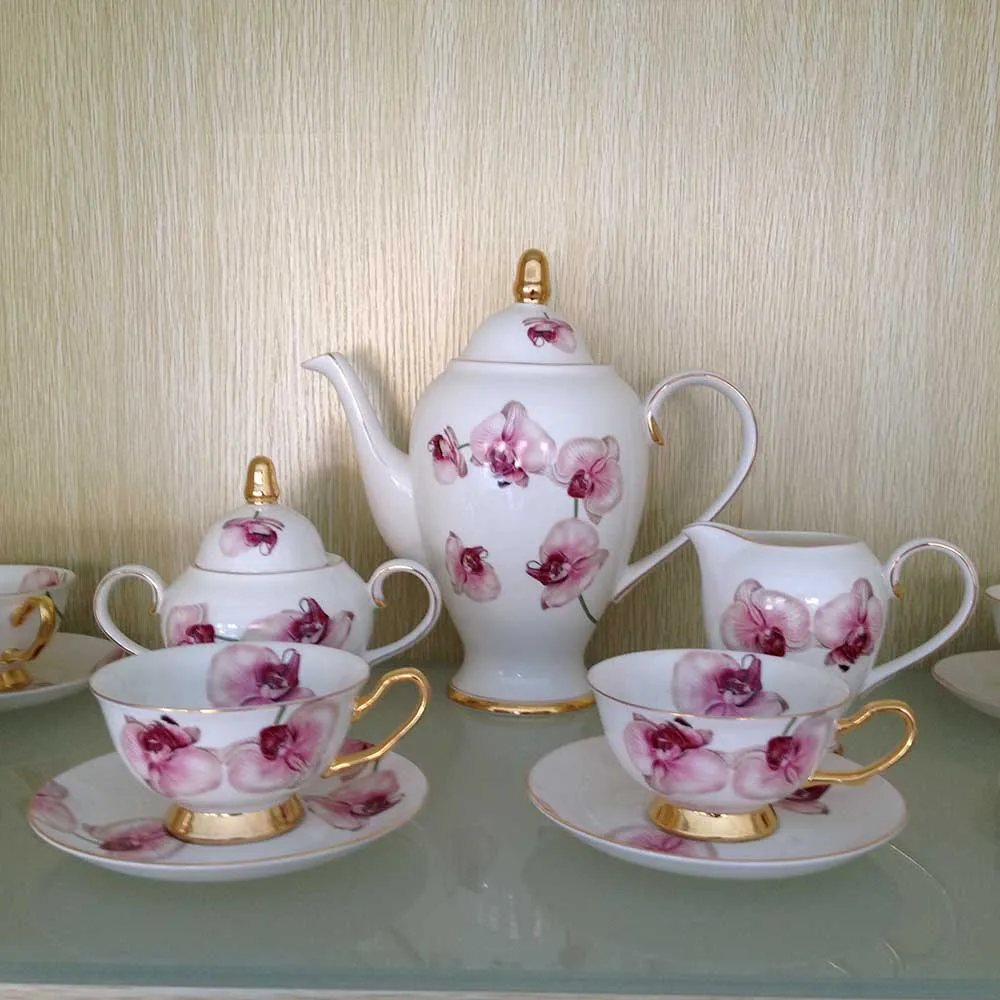 Afternoon Tea Set Fashion Pot Teacup Russian Coffee cup Set Gift For Family Gathering Coffee Tea Set Home Bar Party cup Set