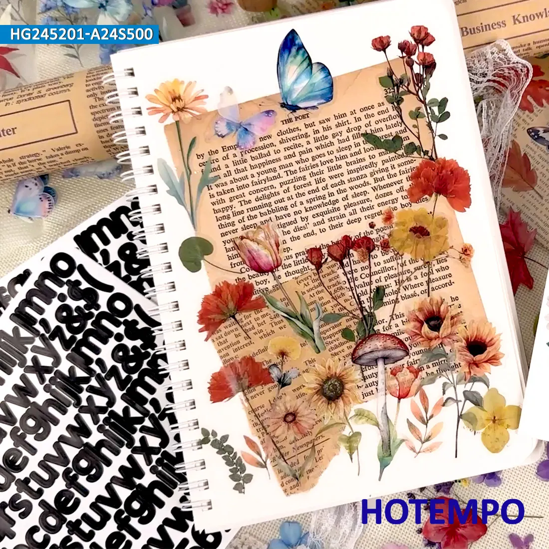 PET Transparent Plant Flower Stickers, Planning Jorunal, Travel Notes Scrapbook, for DIY Creative Decoration, Funny Sticker Toys