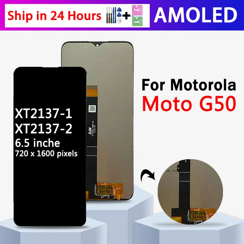 

6.5" Original For Motorola Moto G50 LCD XT2137-1, XT2137-2 Display Touch Screen Sensor Assembly Replace For Moto G50 4G Screen