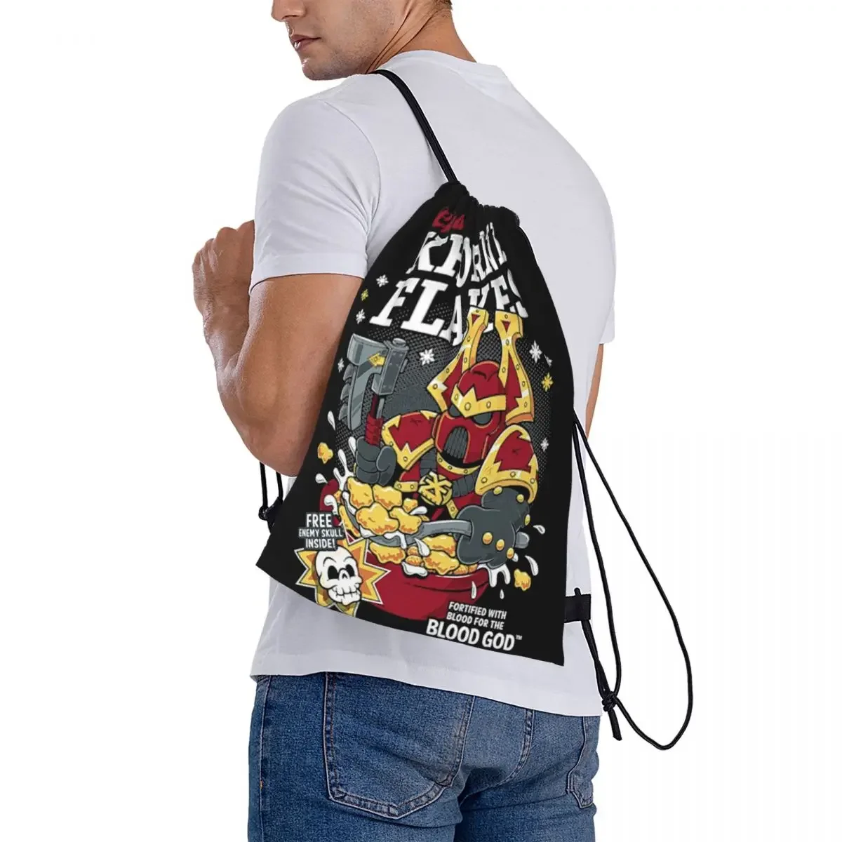 Chaos Khorne-mochilas clásicas con copos de nieve, bolsas con cordón portátiles informales, paquete de cordón, bolsa de zapatos de bolsillo, bolsa de libros para estudiantes de viaje