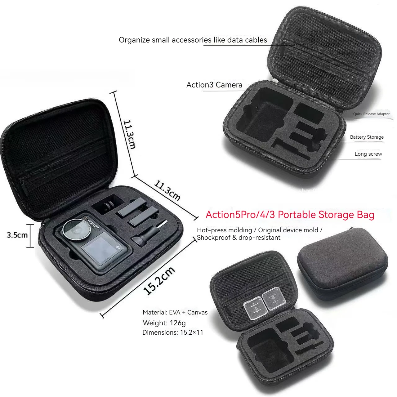 

For DJI Osmo Action 6/5 Pro 4/3 Carrying Storage Bag Large Capacity Bag Camera Accessory Storage Bag Protective Box