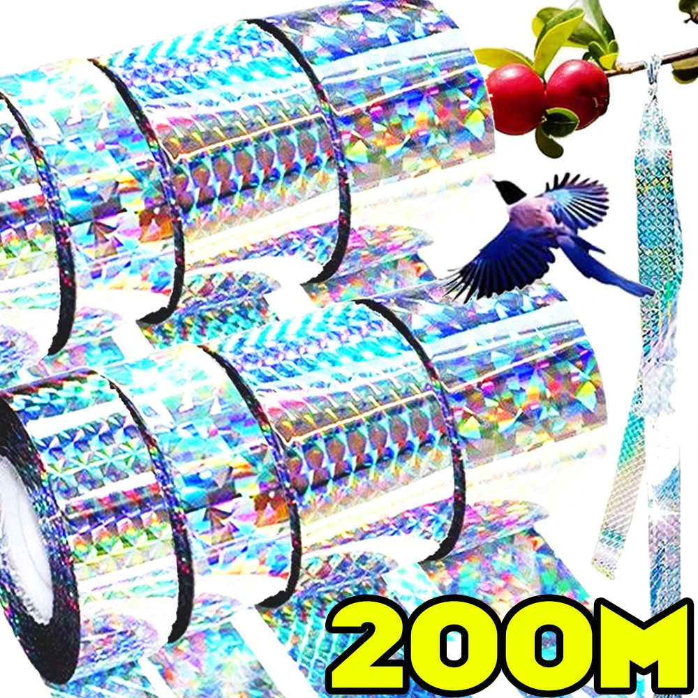 Double Sided Bird Repellent Scare Tape Reflective Flashing Physical Deterrent Pigeons Crow Duck Bird Ribbon Garden Protection