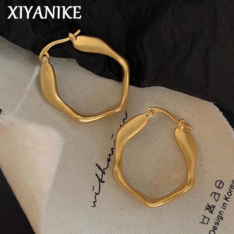 XIYANIKE Minimalist Irregular Matte Hoop Earrings For Women Fashion New Jewelry Gift Party Wholesale серьги женски