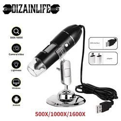 1600X Digital Microscope Camera Type C USB Portable Electronic Microscope For Soldering Magnifier Cell Phone Repair