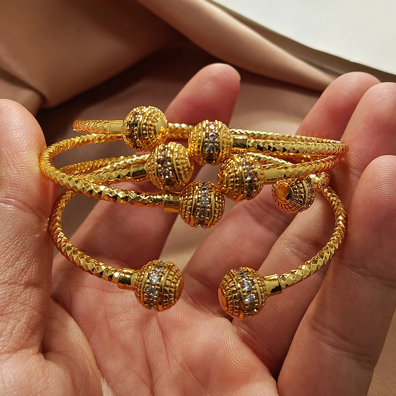 Gold Color Bangles For Women Girls Wedding Bracelet Bangles African Bridal  Jewelery Bijoux Femme wedding Bangles jewelry
