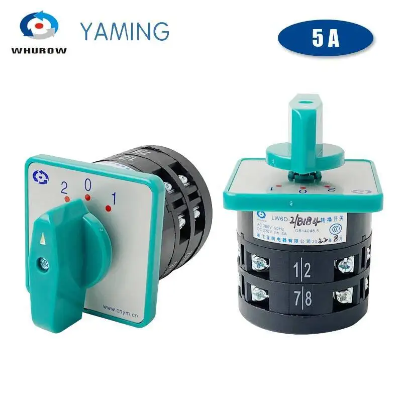 

3 Positions LW6-2/B184 Green Changeover Rotary Cam Switch Universal Selector AC380V DC220V 5A Two Pole Sliver Contacts