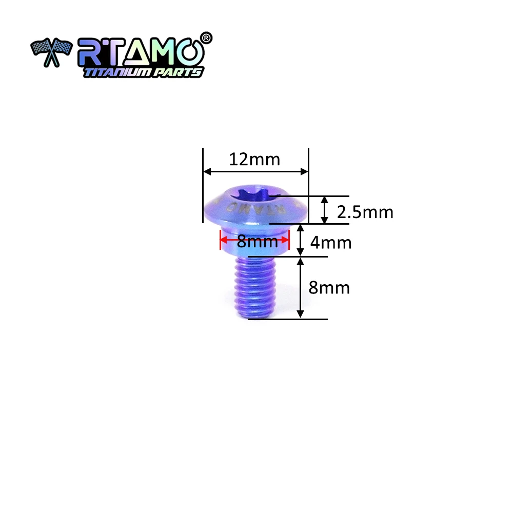 RTAMO Bullone in lega di titanio Gr5 M5X12X8S adatto per viti per parabrezza KTM790/890/1290