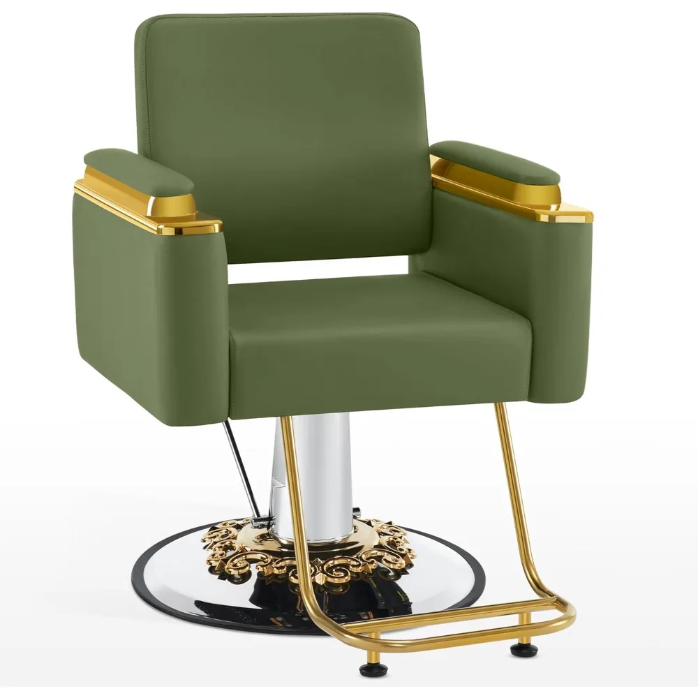 

Luxury Salon Chairs, Height Adjustable, Gold and Green Salon Beauty Spa Styling Equipment