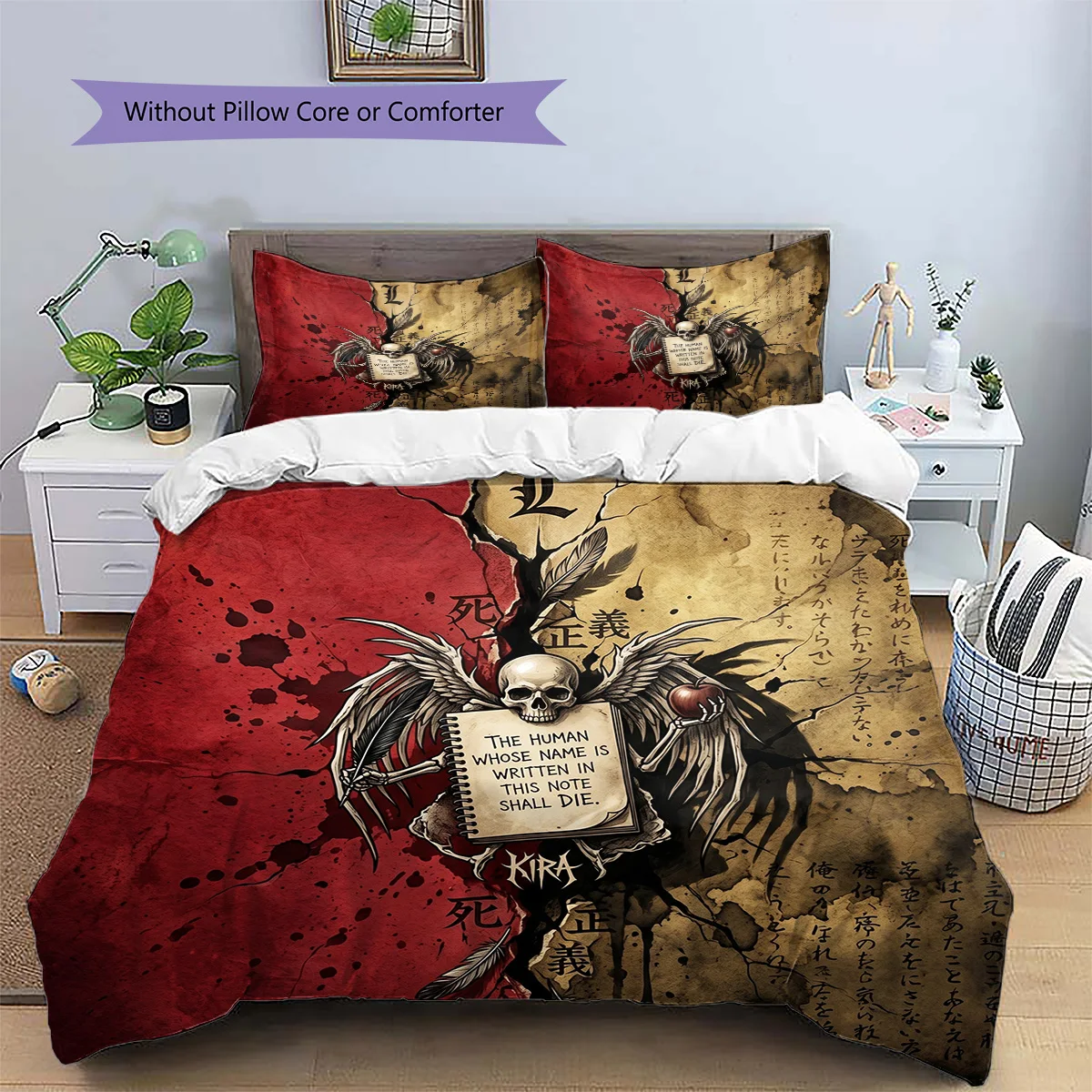 Death Note Pillowcase & Duvet Cover Set - Anime Aesthetic Exclusive - Bedroom Set - Fabulous Gift for Anime Lovers YUN6511