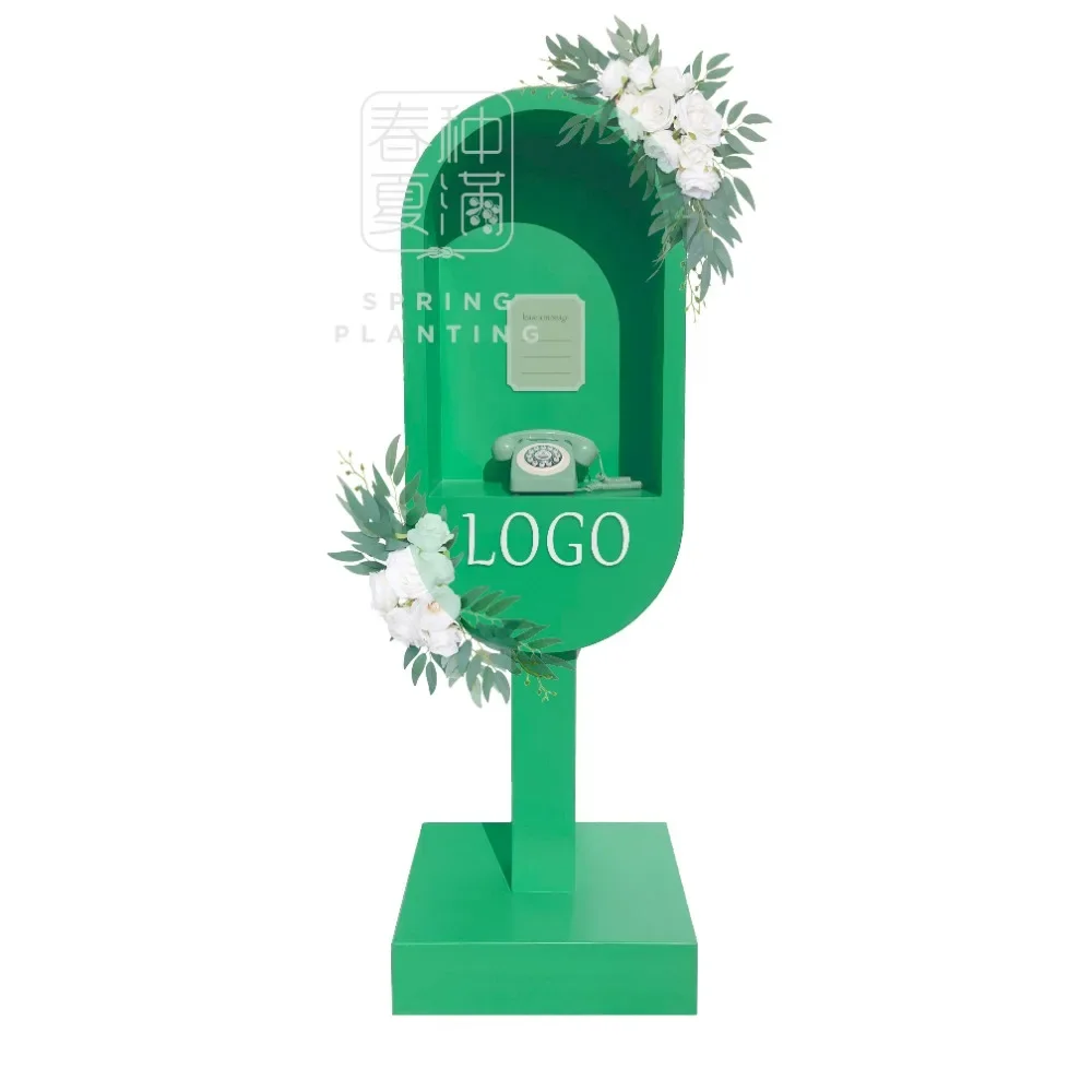 2024 Floral Wedding Decoration Outdoor Party Decoration Phone Audio Guestbook Wedding Decoration