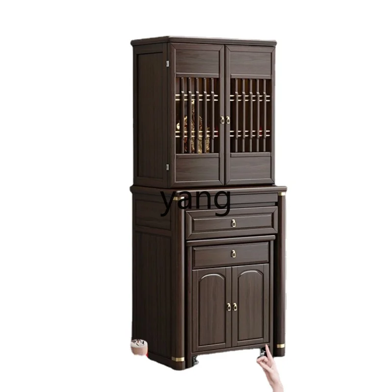 Yjq New Chinese Style Buddha Niche with Door Altar Household Clothes Closet God of Wealth Altar Rosewood Solid Wood