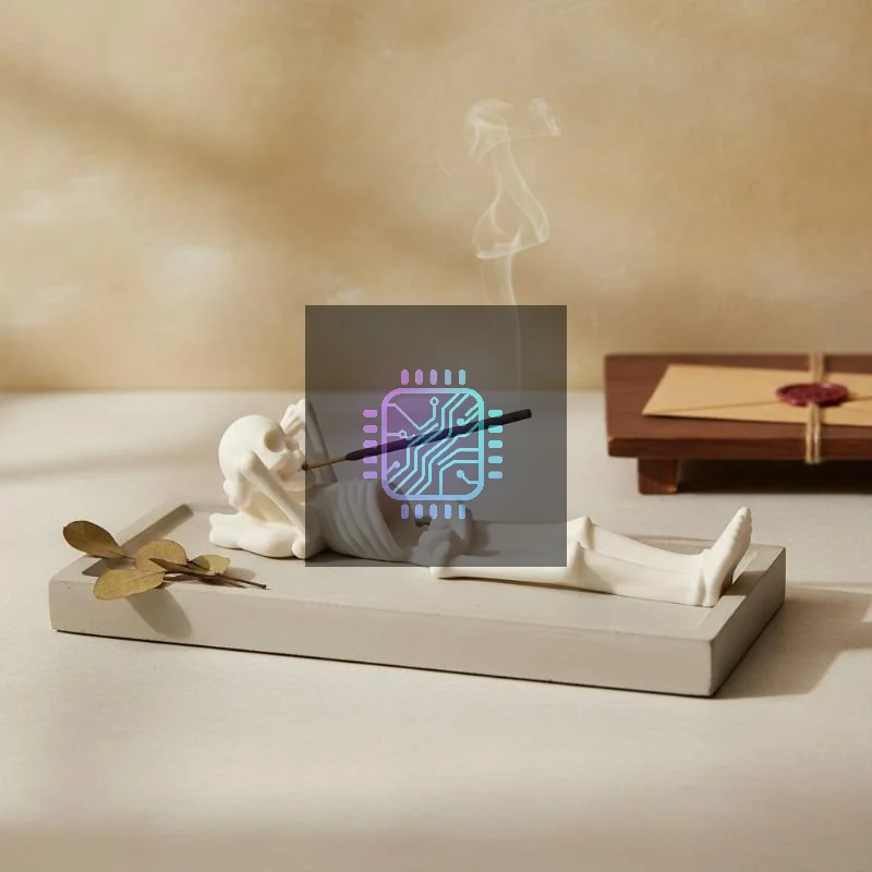 3D Printed Lazy Skeleton Incense Burner Creative Halloween Home Decoration Non-Toxic Resin for Living Room Desktop Ornament