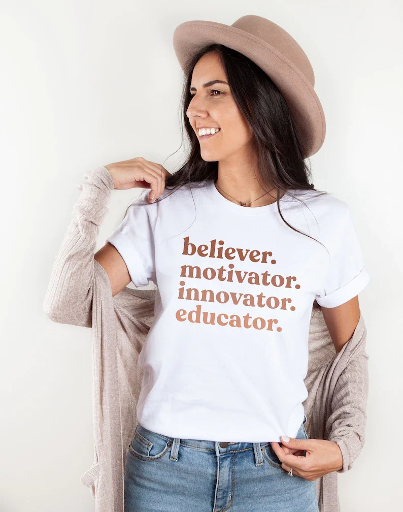 

Believer T-shirt Motivator Tee innotivator Shirts Educator Shirt Cotton O Neck summer plus size Short-Sleeve women fashion tops