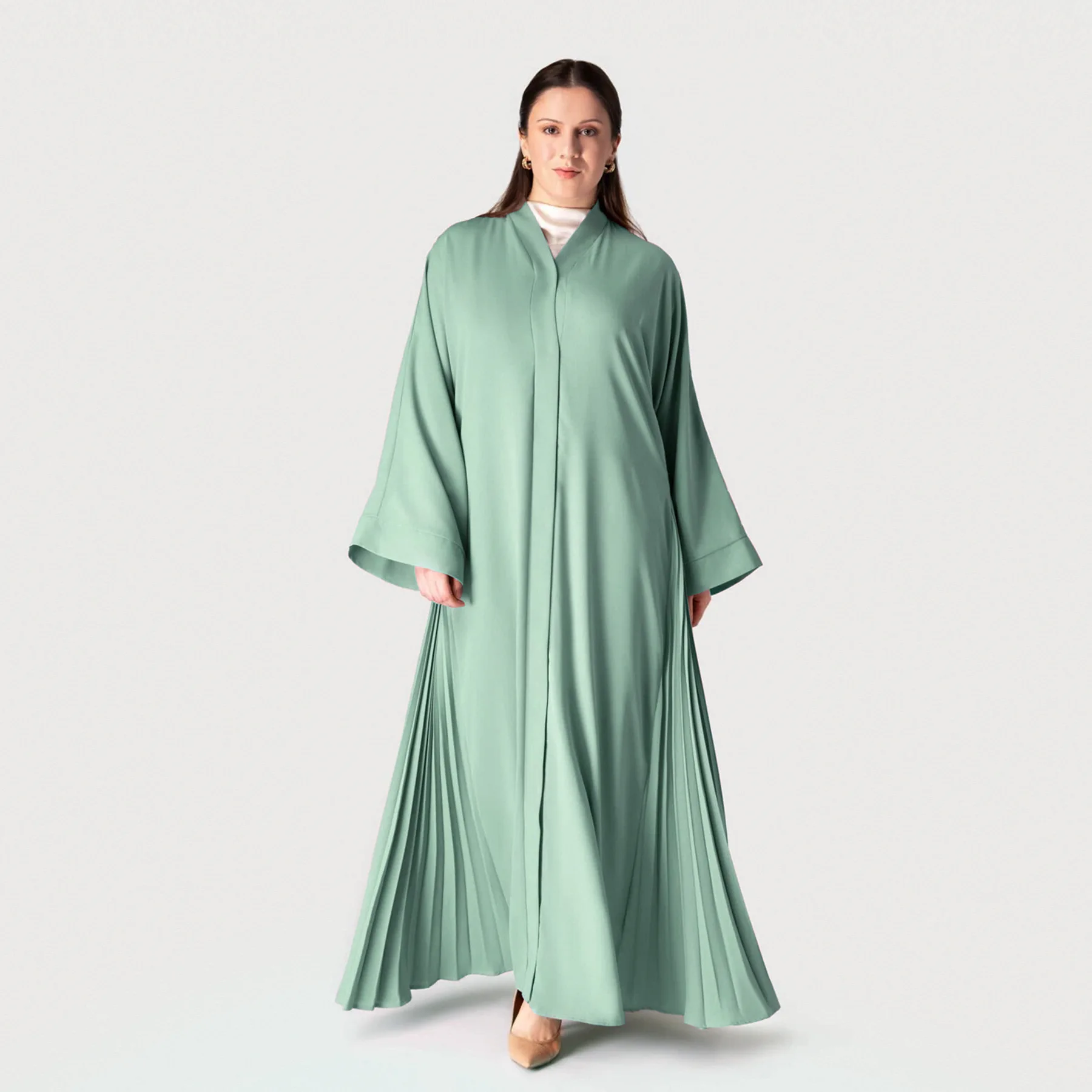 New Pleated Abayas for Women Muslim Maxi Dress Kimono Cardigan Dubai Open Abaya Turkey Kaftan Islam Clothing Belted Caftan Robe