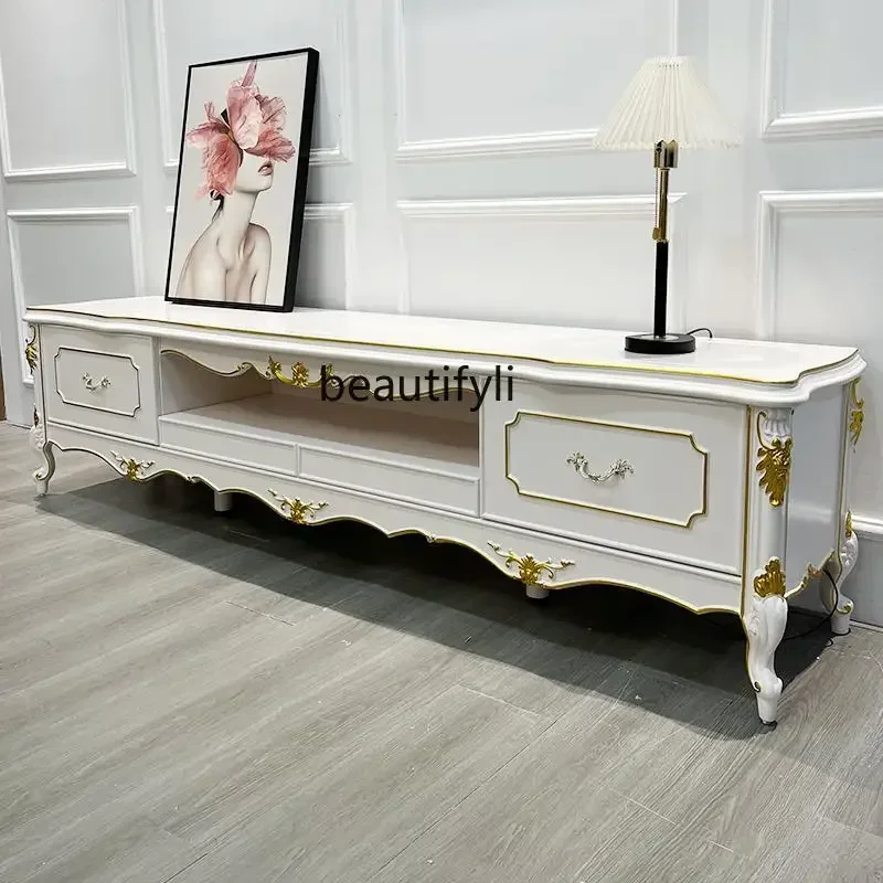 ss8350 European solid wood TV cabinet, living room coffee table combination, living room video floor cabinet set