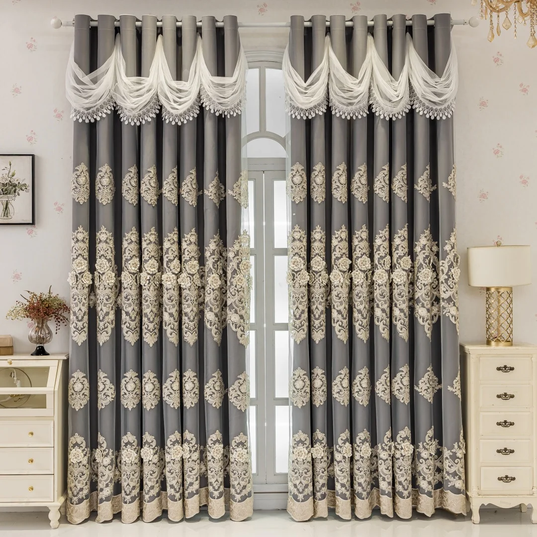 1PC High-End Embroidered Lace Curtain, 3D Relief Craftsmanship, Light-Transmitting Privacy, Suitable for Living Room, Bedroom, S