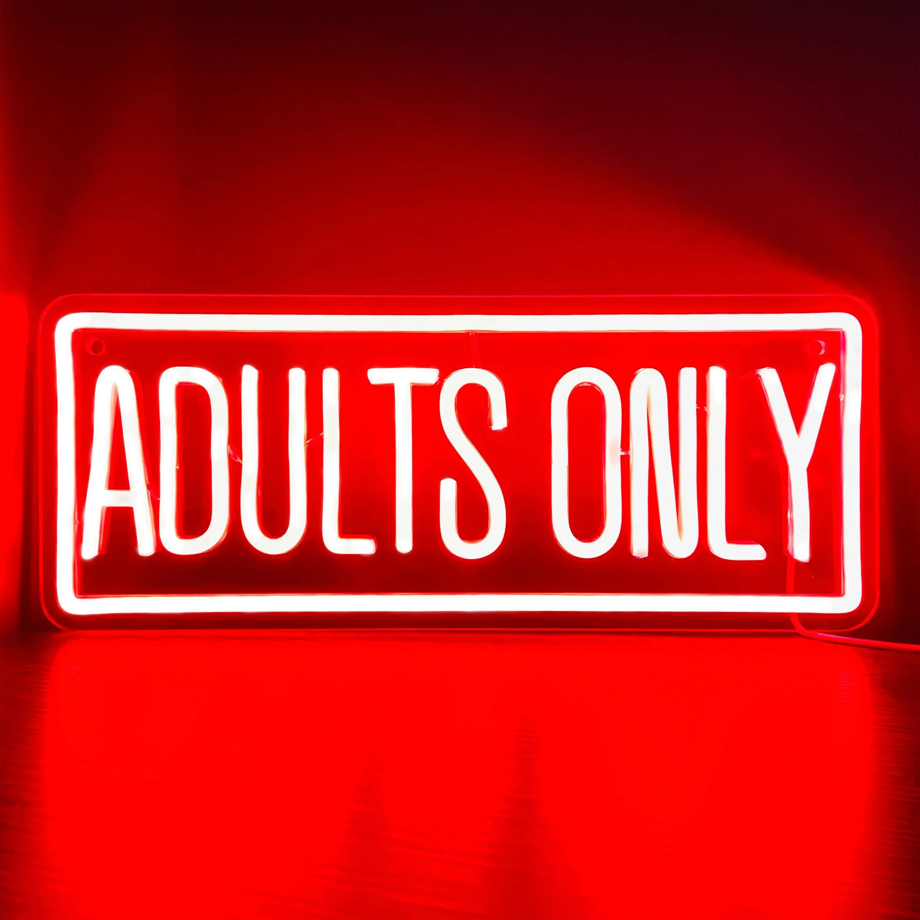 Adults Only Neon Sign USB Powered Red LED Wall Decoration for Bedroom Men's Cave Hotel Party Decoration