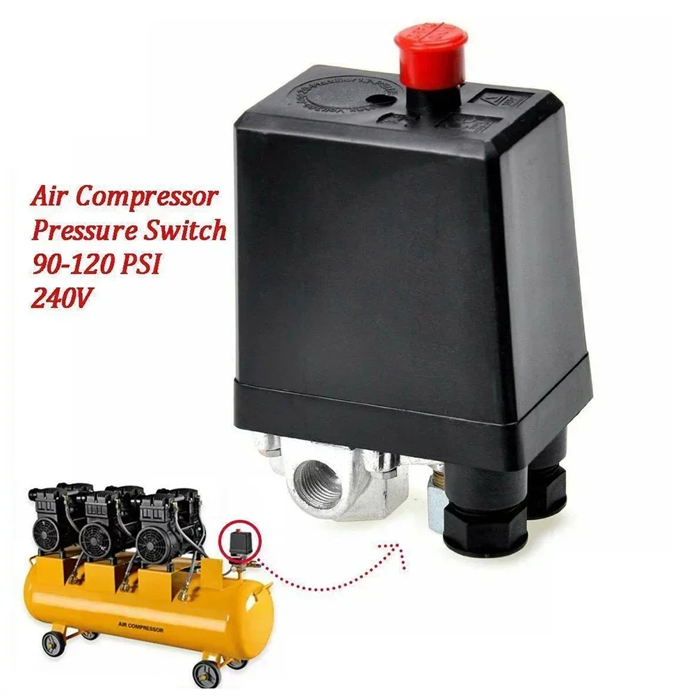 Heavy Duty  Air Compressor Pressure Switch Control Valve Replacement Parts 90-120 PSI 240V 4 Port 1/4” BSP Switch Control Valve