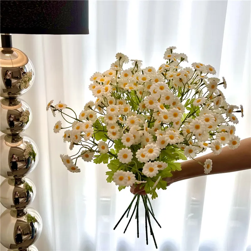 

Искусственная ромашка, хysanthemum, ручной букет цветов, стол, декоративная композиция из сушеных цветов, реквизит для фотосъемки, простой Sle