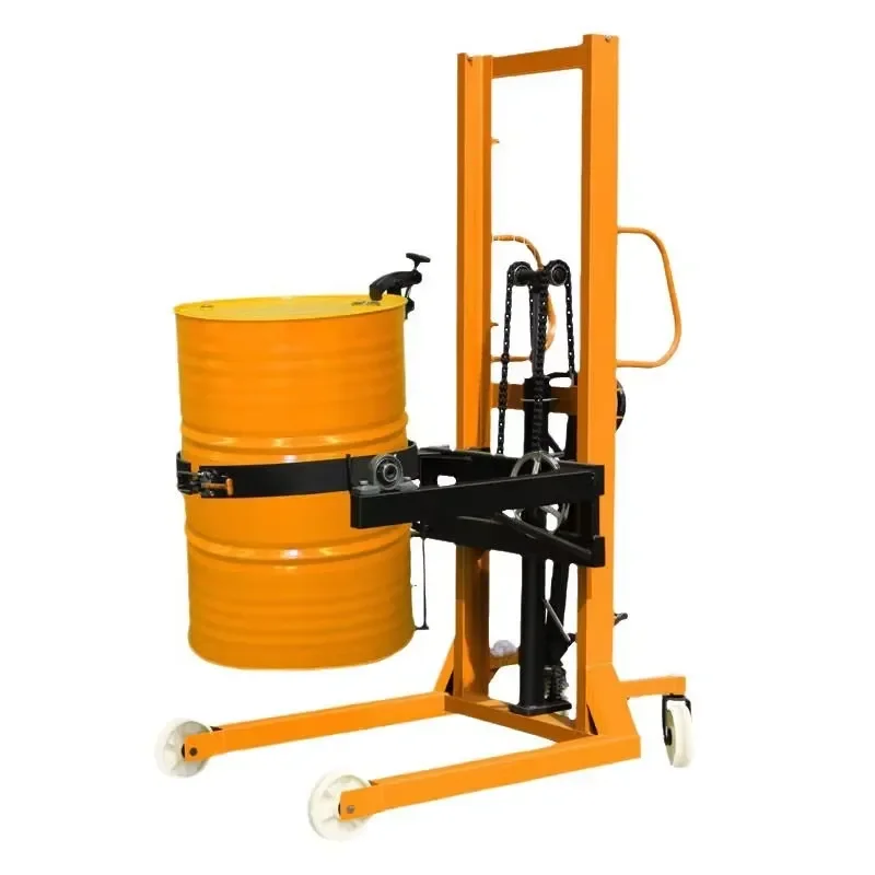 350kg Hand Forklift Jack Manual Pallet Truck Stacker Vertical-Lift Pourer Drum Lifter Stacker Drum Carrier Hydraulic Drum