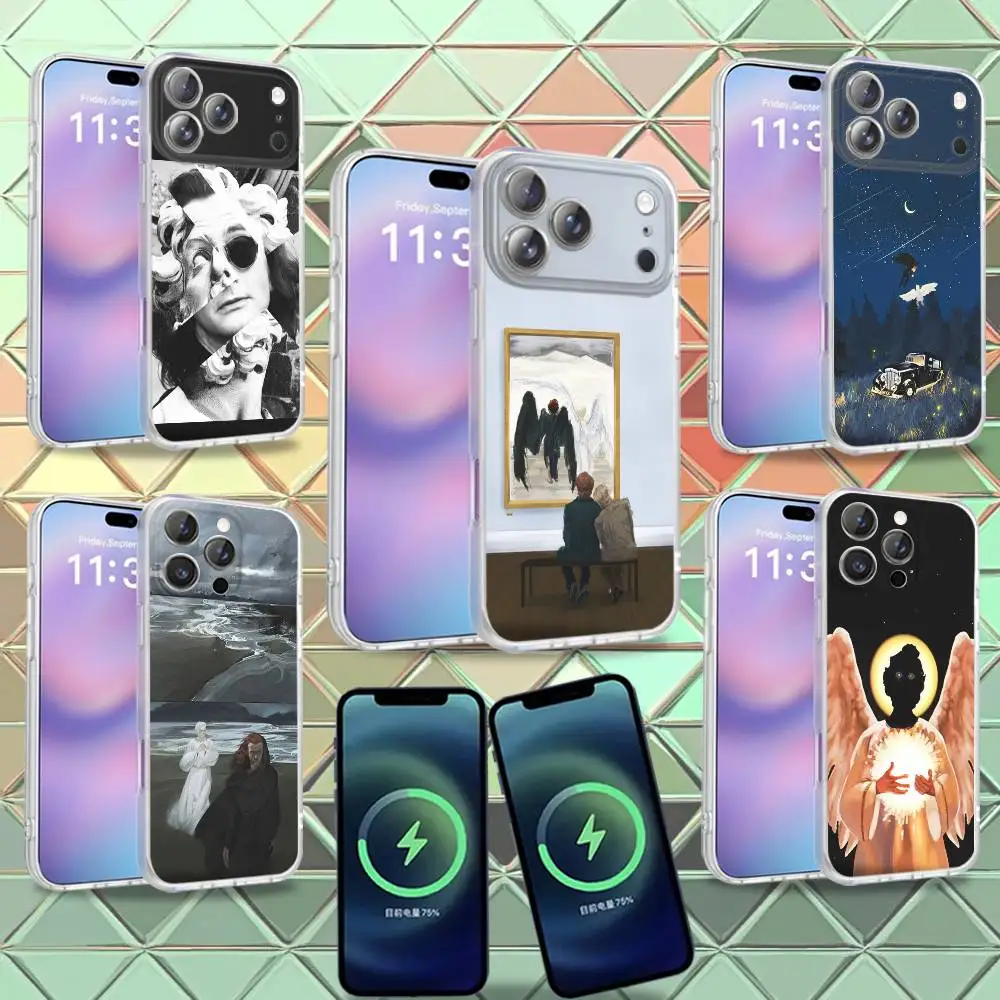 Good O-Omens Phone Case For iPhone 16,14,11,17,13,15,12,Air,Plus,Pro,Max,E,Mini Frosted for MagSafe Magnetic Wireless