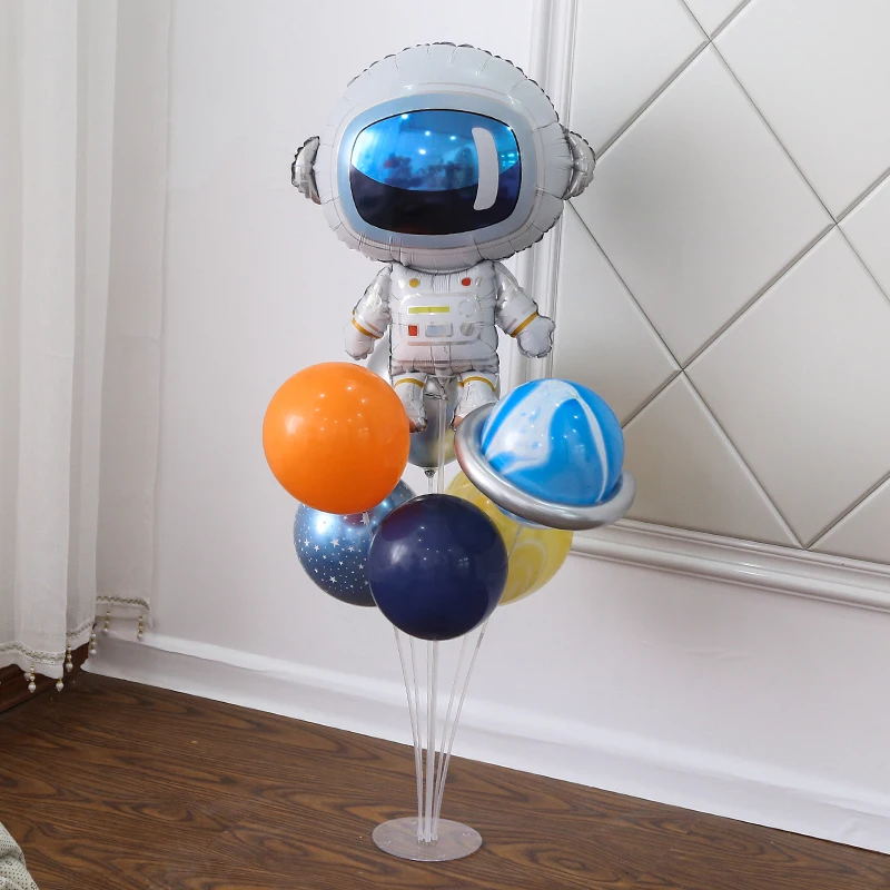 Kosmiczna impreza tematyczna Astronauta Rakieta Numer Balony foliowe Chłopiec Dekoracje urodzinowe Dzieci Baby Shower Party Supplies