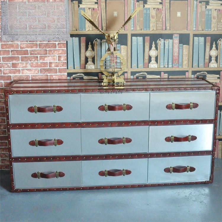 

Personality, metal, side cabinet, aluminum skin, rivets