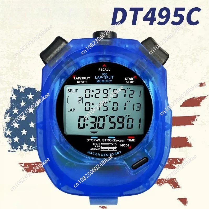 DT495B three rows of 100 memory stopwatch for competition special coach referee waterproof 3 rows timer