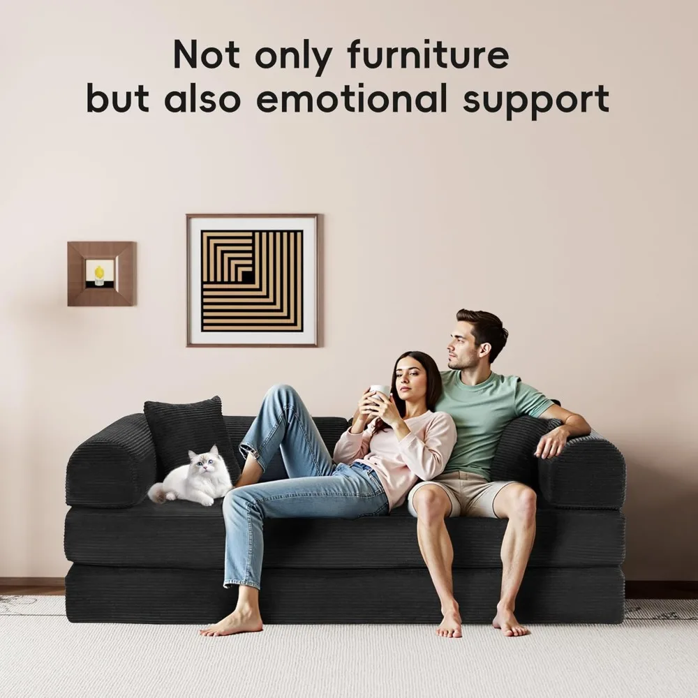 أريكة حديثة ذات 3 مقاعد للمساحات الصغيرة مع مقاعد عميقة ومساند للذراعين واسعة وأرجل خشبية