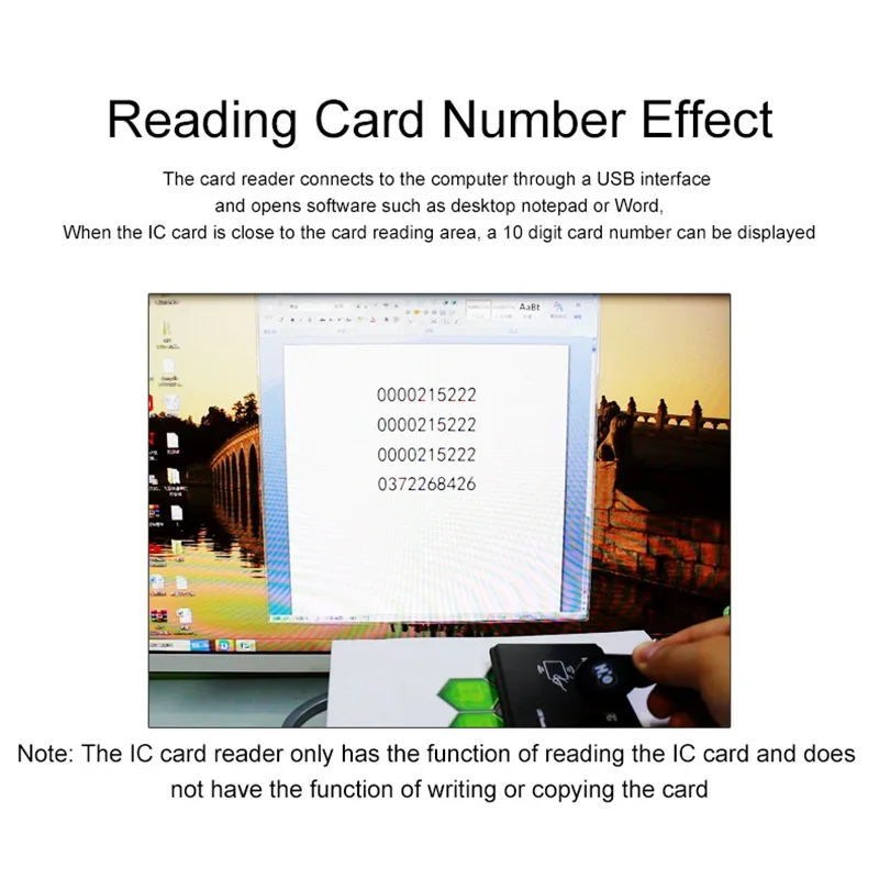 Lecteur de carte à puce RFID avec port USB, carte IC 13.56MHz, sensibilité sans contact, prise en charge du système Windows Linux