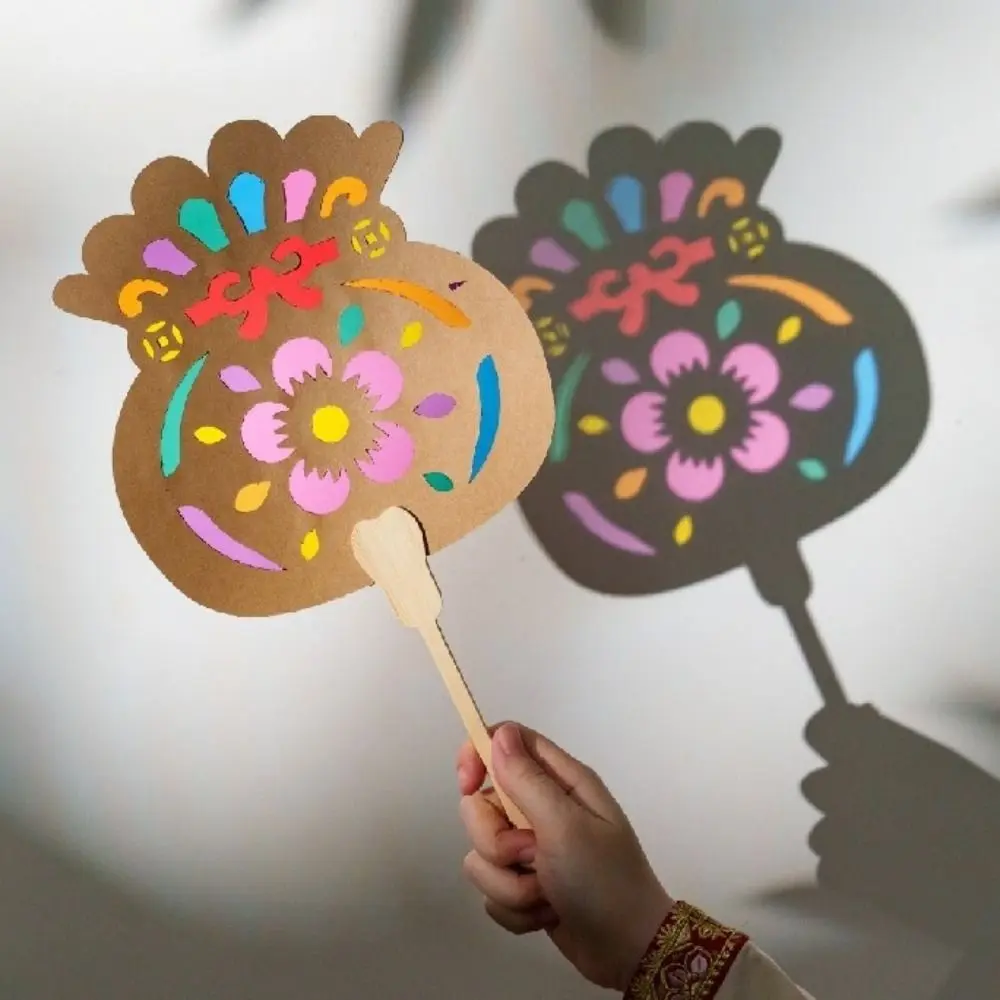 Handmade Light and Shadow Fan Eco-friendly DIY Material Kit Handheld Fan Color Enlightenment Mid-Autumn Festival Fan