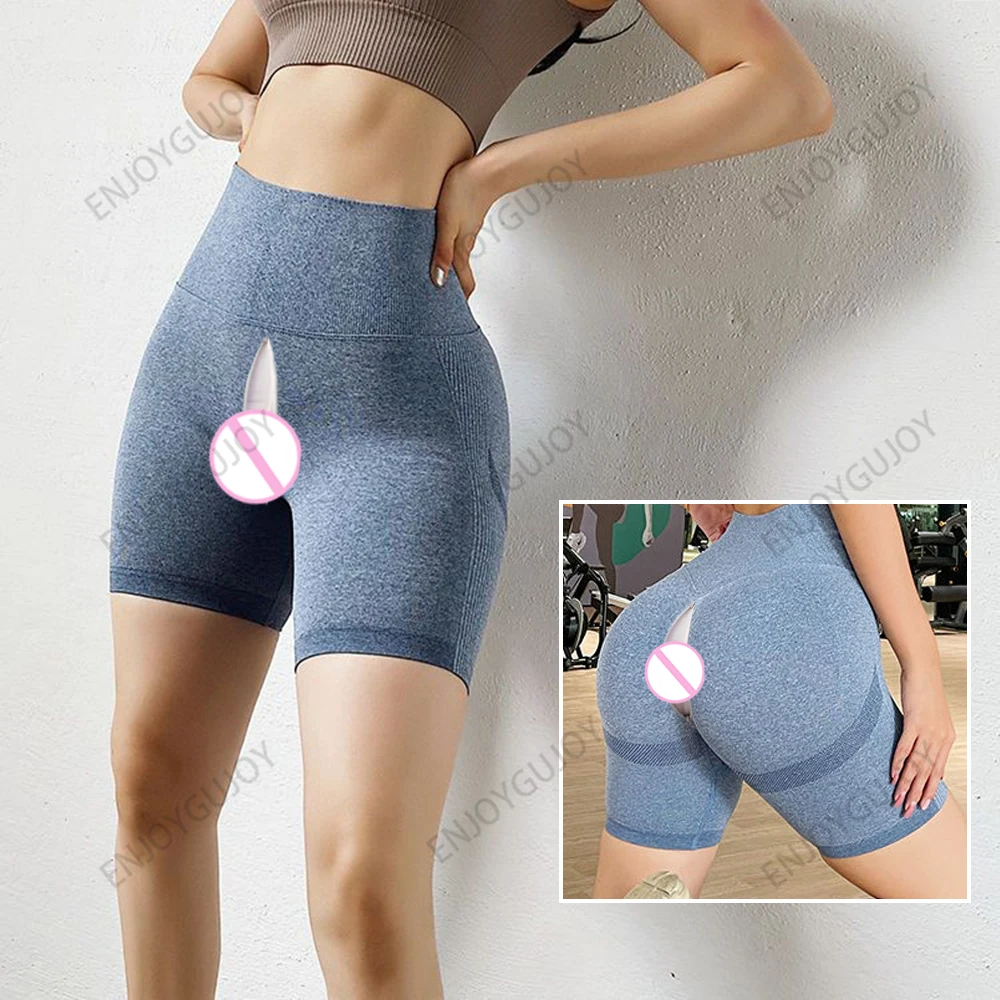 

Five Points Peach Hip Yoga Pants Fitness Shorts Women's Summer Invisible Open Crotch Outdoor Sex High-waisted Quick-drying Pant