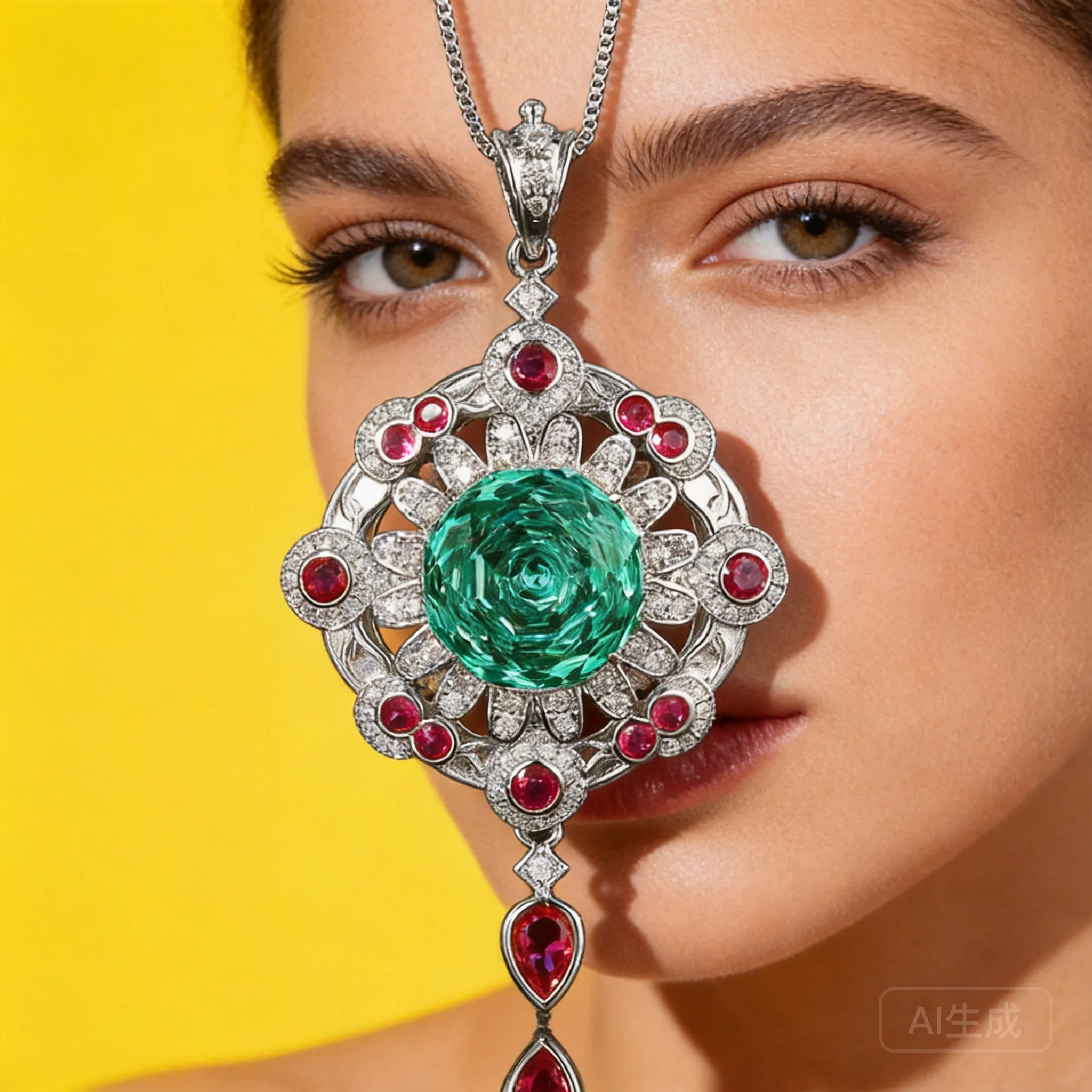 

2026 New Rose Cut Paraiba Green Tassel Pendant For Women Daily Wear Party Banquet Jewelry Copper Base Gold Plated 14mm Main Ston