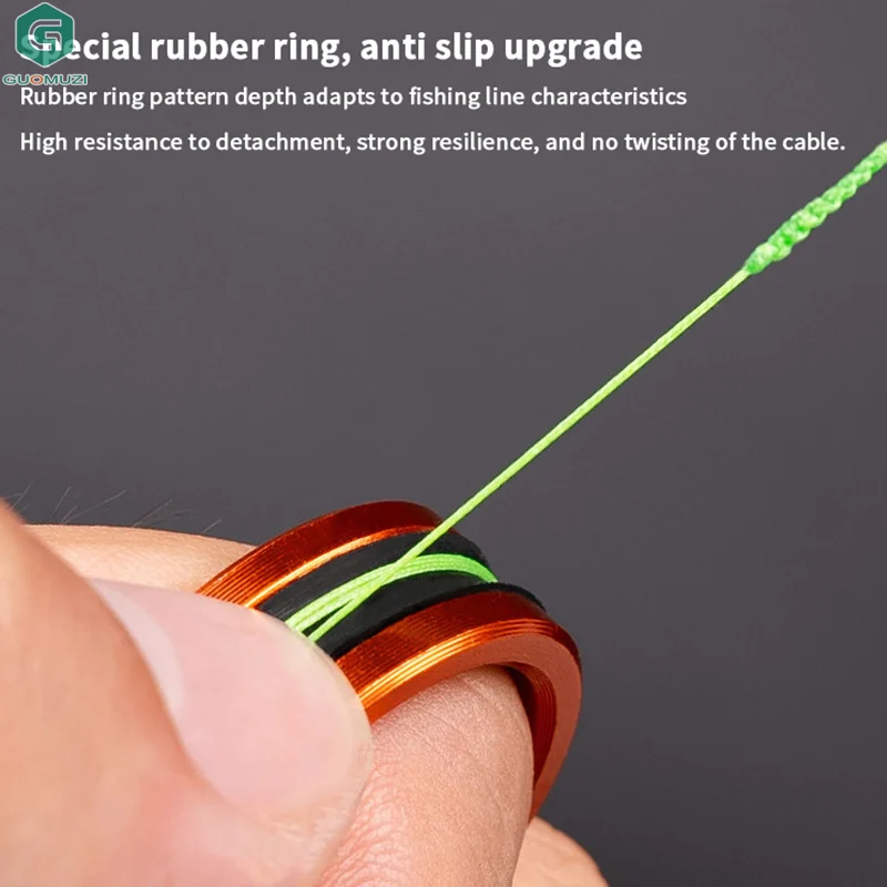 2 szt. Aluminiowy Ściągacz do Żyłki Wędkarskiej Antypoślizgowy Gumowy Pierścień Przenośna Pętla do Ciągnięcia Żyłki Narzędzie Wędkarskie Sprzęt Wędkarski