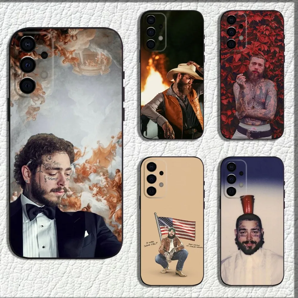 P-Post Singer M-Malone Phone Case For Samsung Galaxy A13,A21s,A22,A31,A32,A52,A53,A71,A80,A91 Soft Black Shell