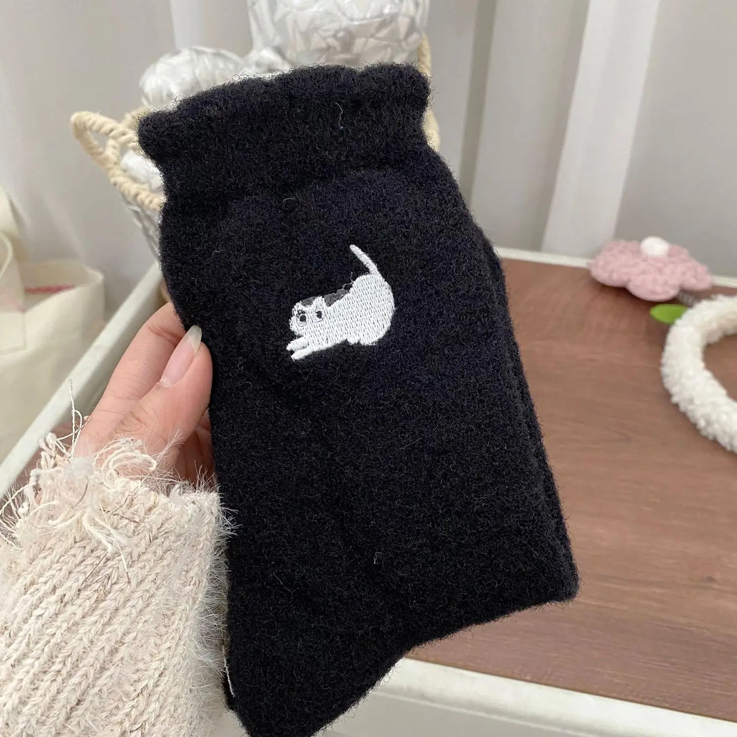 Thickened Premium Feel Cute Cat Cozy Hairy Mink Velvet Socks Women Winter Hosiery Plush Warm Sleep Home Fluffy Fleece Socks