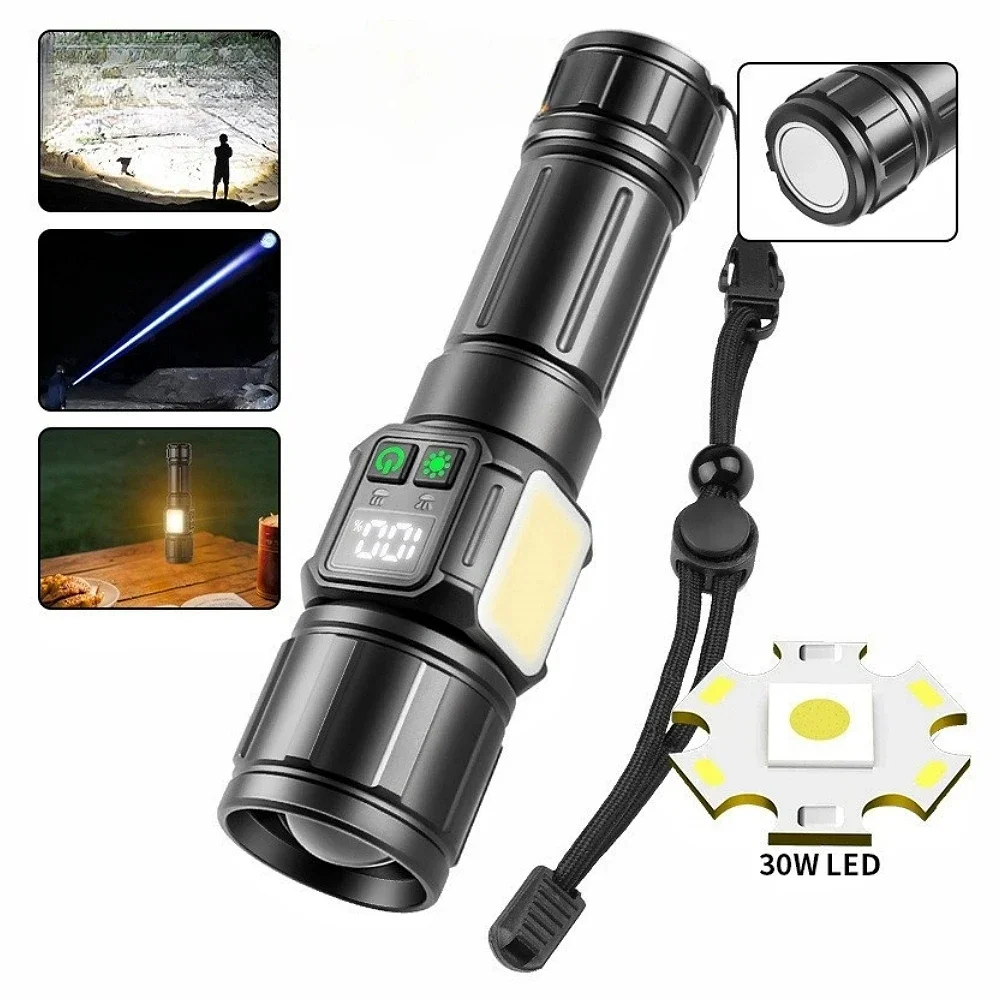 

High Strong Power Flashlights 2000LM Tactical Torch Digital Battery Display Magnetic Strong Light Emergency Camping Work Lantern