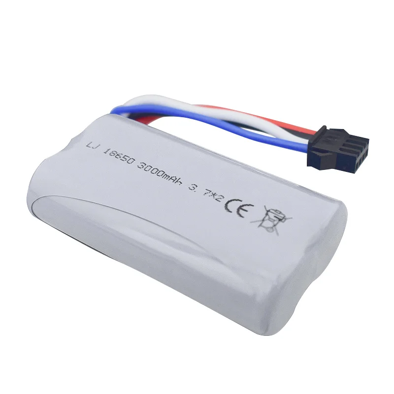 (3.7V *2) 7.4v 3000mah 18650 LiPo Battery with SM-4P for UDI902 UDI007 UDI002 UDI001 HuanQi 961/962 HJ806 RC Boat Spare Parts 2s